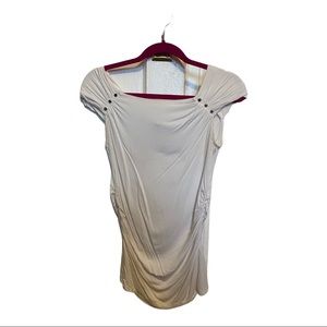 White Dressy tank with Ruched Detail